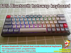 60% bluetooth aluminum keyboard iGK64(GK64S) pbt keycaps white grey