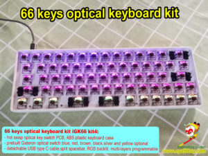 66 keys hot swap optical keyboard custom diy kit, best 65% comapct custom rgb gaming mechanical keyboard kit