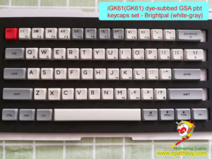 iGK61(GK61) keycaps, 61 keys pbt dye subimiton key caps set, GSA profile - brightpal ( white-gray)