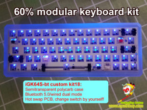 iGK64S wireless modular keyboard kit, bletooth 5.0/ wired dual mode, hot swap PCB,rgb, programmable, custom 60 mechanical keyboard barebones kit for diy