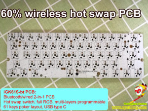 60% 61 keys wireless hot swap PCB RGB backlit bluetooth keyboard
