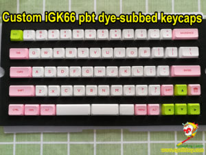 Custom iGK66(GK66) pbt keycaps, dye-subbed GSA prfile - pink/white
