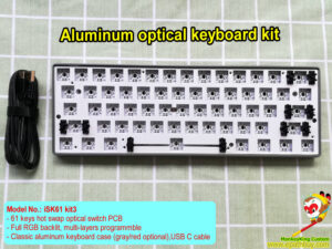 RGB optical keyboard kit, custom 60% 61 keys optical switch aluminum keyboard kit