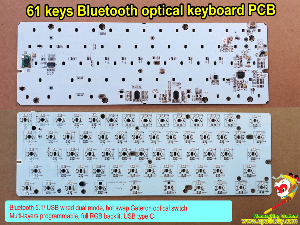 Bluetooth optical keyboard PCB, 60 wireless optical mechanical