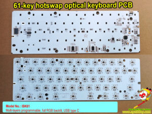 60% 61 keys hot swap optical switch keyboard PCB isk61: RGB backlit, multi-layers programmable, usb type c