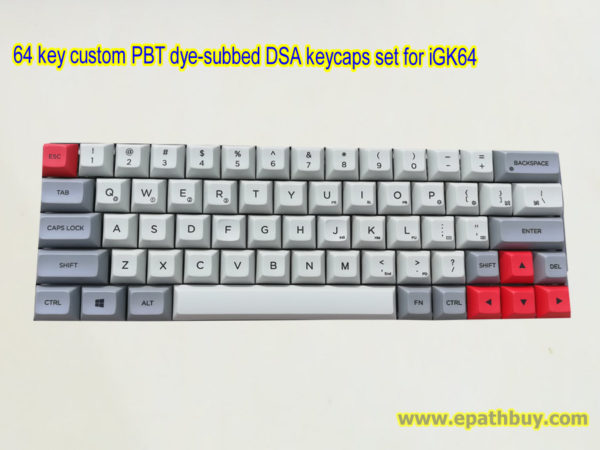 64 key custom PBT dye-subbed DSA keycaps set for iGK64