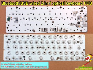 65% 64 keys wireless optical mechanical keyboard PCB iSK64s-bt, Bluetooth 5.1 / USB wired dual mode keyboard PCBA,2021 best buy hot swap keyboard PCB