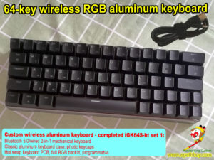 Custom wireless aluminum keyboard, 60% 64 keys hot swap Cherry mx RGB switch mechanical keyboard,replaceable Gateron switch, Kailh box switch keyboard