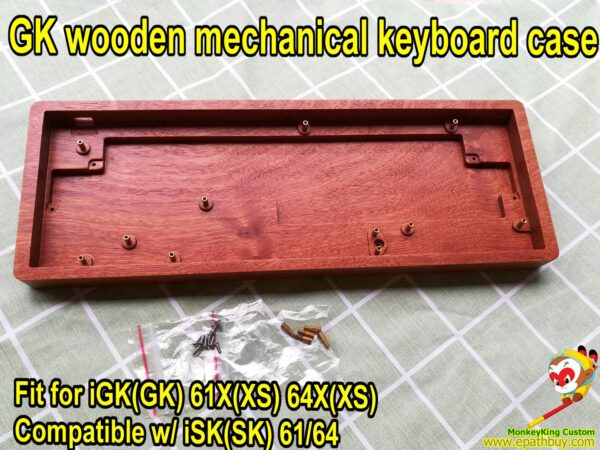 Custom wooden mechanical keyboard case for USB wired keyboards iGK61X(GK61X), iGK64X(GK64X), Bluetooth keyboards iGK64XS-bt(GK64XS), compatible w/ optical switch keyboards iSK61(SK61), iSK64(SK64)
