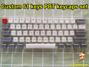 Custom 60% 61 keys GH60 pbt keycaps, iGK61 (GK61) keycaps set, dye-subbed GSA profile - gray/white
