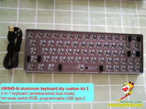 64 keys wired/bluetooth 5.0 dual mode aluminum mechanical keyboard custom kit,60% keyboard with dedicated arrow keys,wireless hot swap kit, RGB, programmable