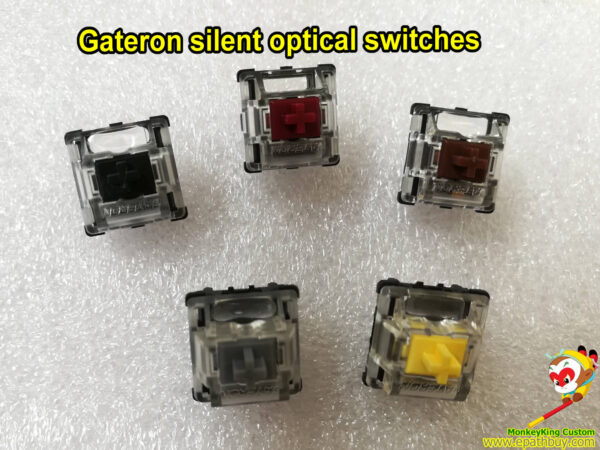 Gateron silent optical switches in red, brown, black, silver and yellow
