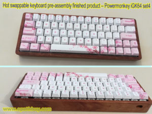 iGK64 hot swappable mechanical keyboard with wooden case, full RGB,programmable, Cherry profile blossom PBT dye-subbed keycaps ( fairy )
