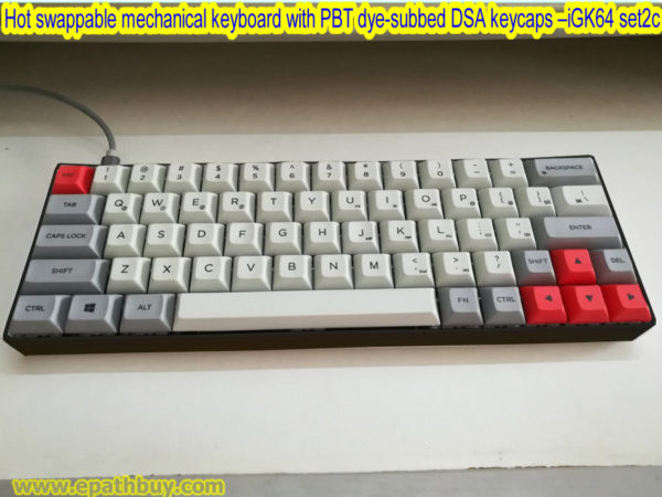 Hot swappable mechanical keyboard with PBT dye-subbed DSA keycaps, RGB back lighting, full programmable 60% 64-key keyboard