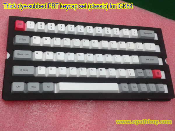 Thick dye-subbed PBT keycap set (classic) for iGK64（64-key tiny mechanical keyboard with dedicated arrow keys）