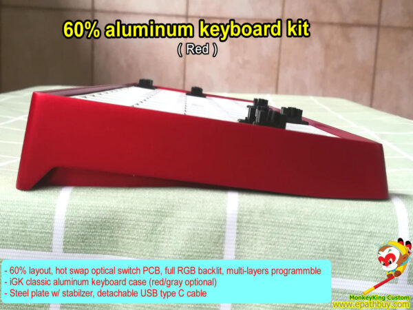 60 percent optical keyboard kit, custom red aluminum keyboard kit