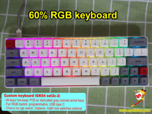 custom 60% white mechanical keyboard: new version iGK64 hot swap PCB, pbt keycaps, RGB backlit, programmable, USB C