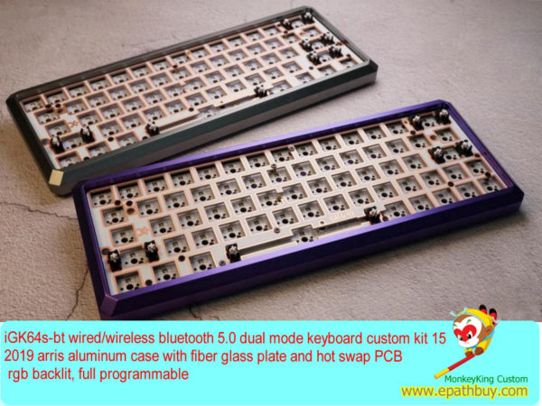 custom 64 keys 60% aluminum mechanical keyboard diy kit, wireless bluetooth, hot swap