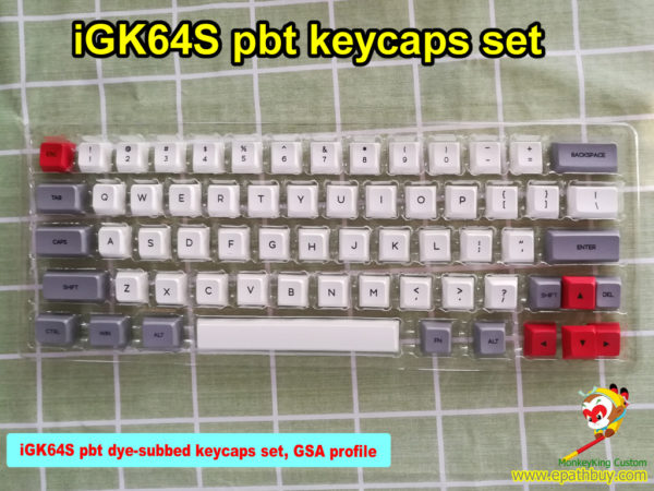 GK64 keys, GK64S keycaps set, 64 keys, custom red arrow keys, pbt dye-subbed, GSA profile