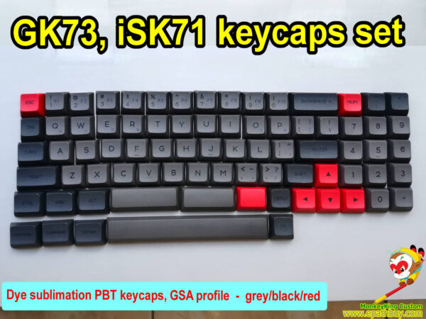 Custom keycaps set - grey / black / red, fit for SK71 optical switch keyboard & GK73 hot swap MX switch mechanical keyboard