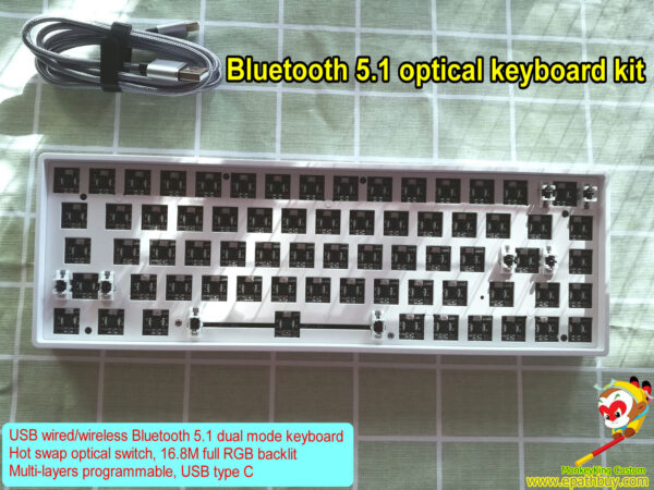 custom wireless optical keyboard kit, 60% 68 keys, RGB backlit,programmable, hot swap keyswith PCB, build your own Gateorn optical key switch wireless mechanical keyboard easy!