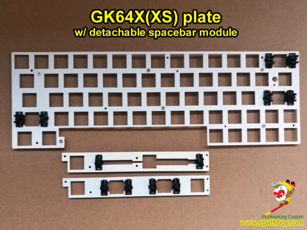 Custom GK64XS plate w/ stabilizer, detachable spacebar module ( 6.25u & split spacebar available), fit for iGK64X, iGK64xs-bt (GK64X, GK64XS) hot swap mechanical keyboard PCB and custom iGK(GK) series keyboard cases