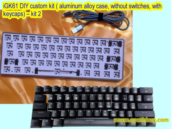 iGK61 DIY custom kit ( aluminum alloy case, without switches, with keycaps) – kit 2