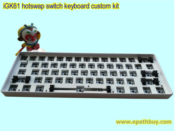 iGK61: 61key poker layout keyboard customisable kit (cool RGB backlit, fully programmable, hotswap switch PCB, white ABS plastic case)- kit 6b