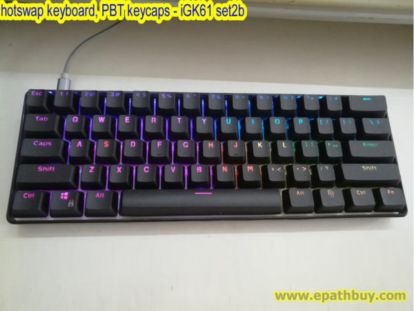 60% black hotswap mechanical keyboard, PBT keycaps, full rgb, programmable, 61 key poker layout – SmartMonkey iGK61 set2b