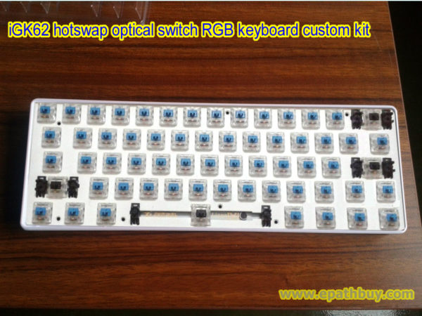iGK62 DIY mechanical keyboard custom kit: 62-key with dedicated arrow keys, RGB backlit,ABS case,fully multi-layer programmable, hotswap Gateron blue,black,red,brown and silver optical switch optional