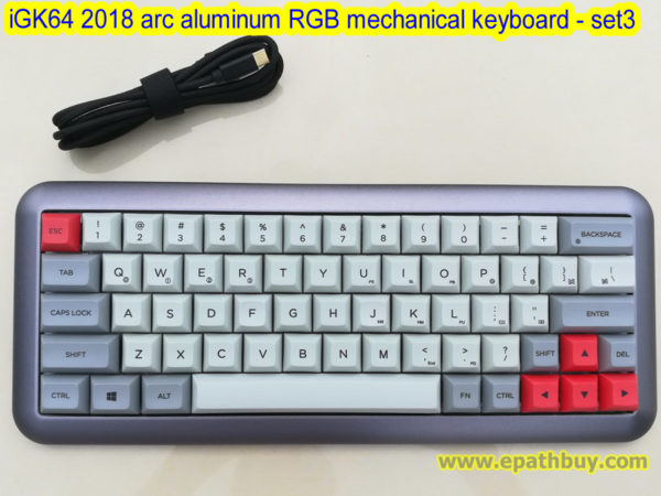 iGK64 2018 arc aluminum RGB mechanical keyboard with replaceable switches, removeable switch keyboard, hot swappable keyboard