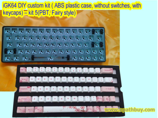iGK64 DIY custom kit ( ABS plastic case, without switches, with keycaps) – kit 5(PBT, Fairy style)