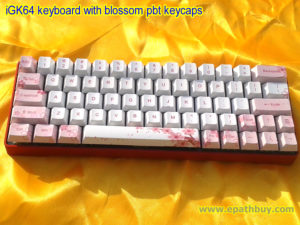 iGK64: compact 60% RGB backlit mechanical keyboard with dedicated arrow keys , red aluminum alloy case with blossom pbt dye-subbed keycaps, (custom key, Cherry MX blue, red, brown, Gateron red, blue, brown and black switch optional)