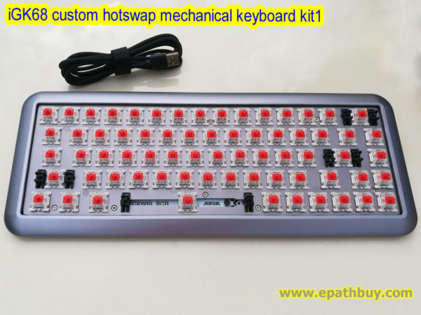 iGK68 custom hotswap mechanical keyboard kit, 2018 arc aluminum alloy case, cherry mx, gateron, kailh box switches optional