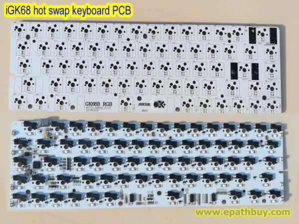 iGK68 68-key hot swap keyboard PCB with Kailh socket， RGB backlighting, fully programmable