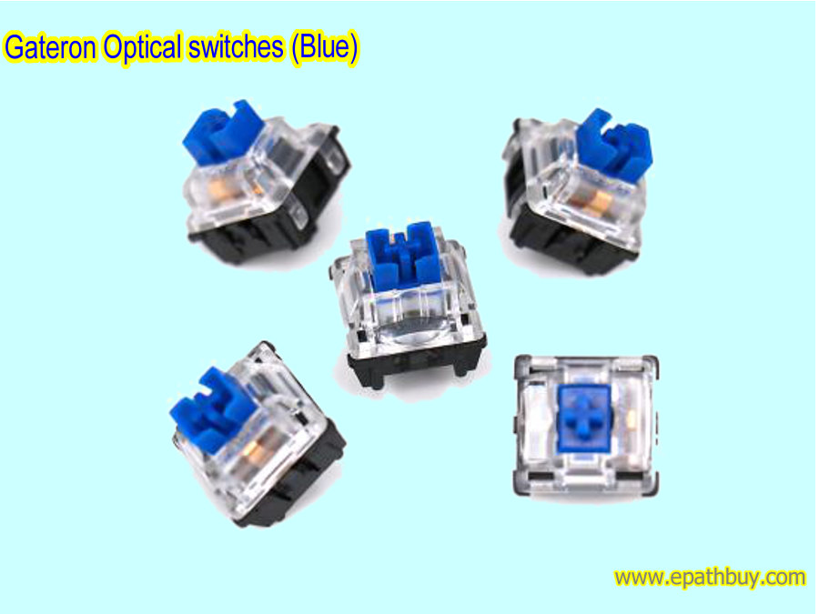 Gateron Optical switches in blue, brown, red, black, silver 